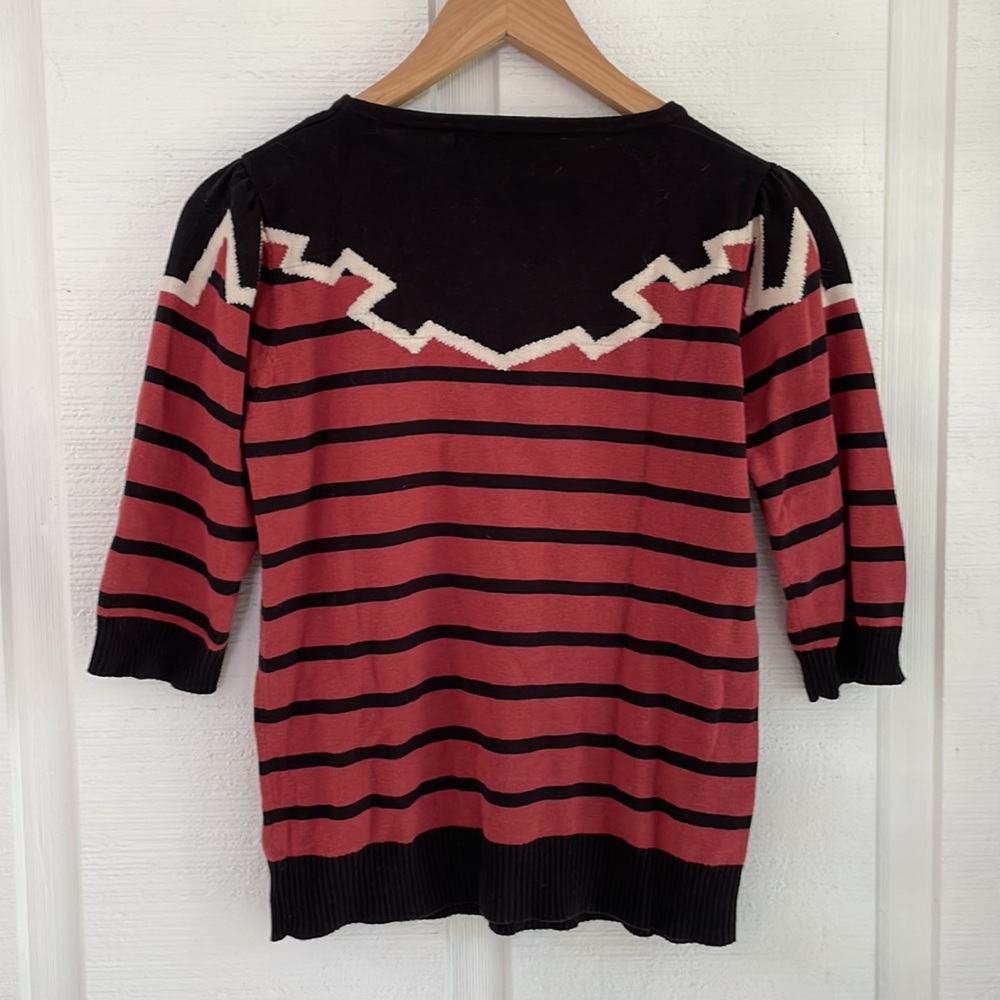 Sugarhill Boutique Navy Cream Dusty Rose Top Sweater - Picture 5 of 6